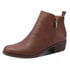 Women Ankle Boots Low Chunky Heel Round Toe Double Zipper Booties - Dark Brown