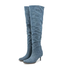 Kitten heel cowgirl knee high boots