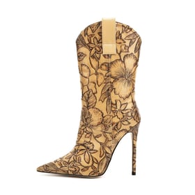 Vintage Pattern Ankle Boots