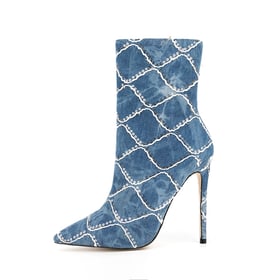 Denim Pointed Toe Stiletto Ankle Boots