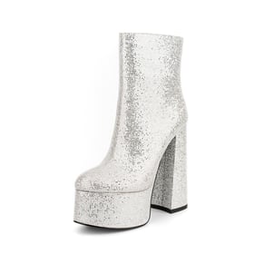 Platform chunky heel ankle boots