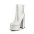 Platform chunky heel ankle boots - Sliver