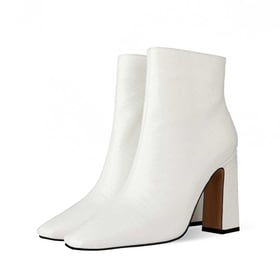 Chunky Heel Square Toe Zipper Ankle Boots