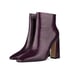 Chunky Heel Square Toe Zipper Ankle Boots - WineRed