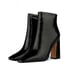 Chunky Heel Square Toe Zipper Ankle Boots - Black
