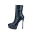 Pointed toe platform stiletto ankle boots - NavyBlue
