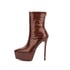 Pointed toe platform stiletto ankle boots - Brown