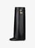 Fold Over Covered Wedge Heel Padlock  Knee High Boots - Black