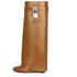 Fold Over Covered Wedge Heel Padlock  Knee High Boots - Brown