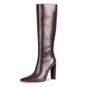 Pointed Toe Block Heel Knee High Boots