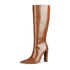 Pointed Toe Block Heel Knee High Boots - Brown