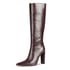 Pointed Toe Block Heel Knee High Boots - DarkBrown