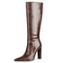 Pointed Toe Block Heel Knee High Boots - TextureBrown