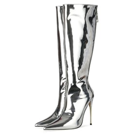 Fashion Bright Pointed Toe Stiletto Knee High Boots