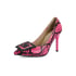 Square Buckle Pumps - Rose Red
