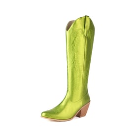 Women Metallic Knee High Cowboy Boots