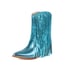 Fringe Tassel Western Cowboy Ankle Boots - Blue