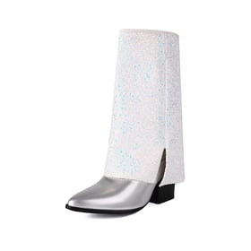 Sparkly Sequins Mid-Calf Fold Over Boots