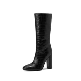 Faux Crocodile Knee High Boots