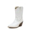 Classic Western Cowboy Ankle Boots - White