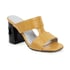 Women Heeled Mule Stone Pattern High Block Heel Sandals - Yellow