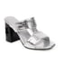 Women Heeled Mule Stone Pattern High Block Heel Sandals - Silver