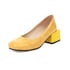 Women Square Toe Stone Pattern Chunky Pumps - Yellow