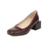 Women Square Toe Stone Pattern Chunky Pumps - Brown