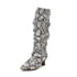 Women Knee-High Boots Pointed Toe Wide Calf Mid Kitten Heel Pull On Slouchy Boots - Snake