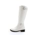 Women Knee-High Boots Round Toe Chunky Heel Pull On Buckle Boots With Zipper - White