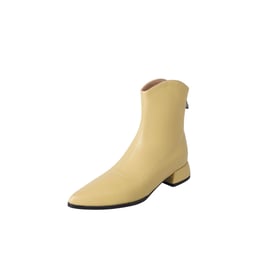 Women Chelsea Boots Pointed Toe Chunky Low Heel Ankle Booties With Zipper