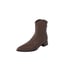 Women Chelsea Boots Pointed Toe Chunky Low Heel Ankle Booties With Zipper - Brown