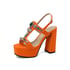 Womens Jeweled Platform Sandals Block Heels Sandals - Orange