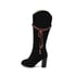 Womens Knee High Embellished Chunky Heel Boots With Zipper - Black