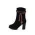 Womens Embellished Ankle Chunky Heel Boots With Zipper - Black