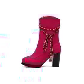 Womens Embellished Ankle Chunky Heel Boots With Zipper