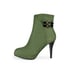 Womens Ankle High Heel Buckle Platform Boots With Zipper - Army Green