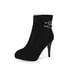 Womens Ankle High Heel Buckle Platform Boots With Zipper - Black