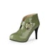 Womens Ankle High Heel Boots With Buckle - Green