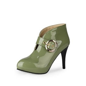 Womens Ankle High Heel Boots With Buckle