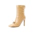 Womens Ankle Stiletto Heels Pointed Toe Boots With Jeweled And Zipper - Apricot
