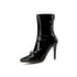 Womens Ankle Stiletto Heels Pointed Toe Boots With Jeweled And Zipper - Black