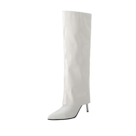 Patent Fold Over Knee High Boots