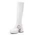 Womens Knee High Square Buckle Square Toe Chunky Heel Boots With Zipper - White