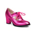 Women Pointed Toe Chunky Heels Pumps With Lace Up - Rose Red