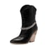 Womens Ankle Chunky Heels Pointed Toe Stone Pattern Boots With Chain - Black