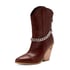 Womens Ankle Chunky Heels Pointed Toe Stone Pattern Boots With Chain - Brown