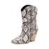 Womens Ankle Chunky Heels Pointed Toe Stone Pattern Boots With Chain - Snake