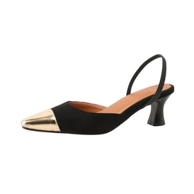 Kitten Heel Cap Toe Slingback Heels