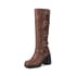 Womens Knee High Square Heel Square Toe Boots With Square Buckle - Brown